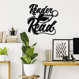 Wallity Reader Gonna Read Escultura de pared de metal Negra